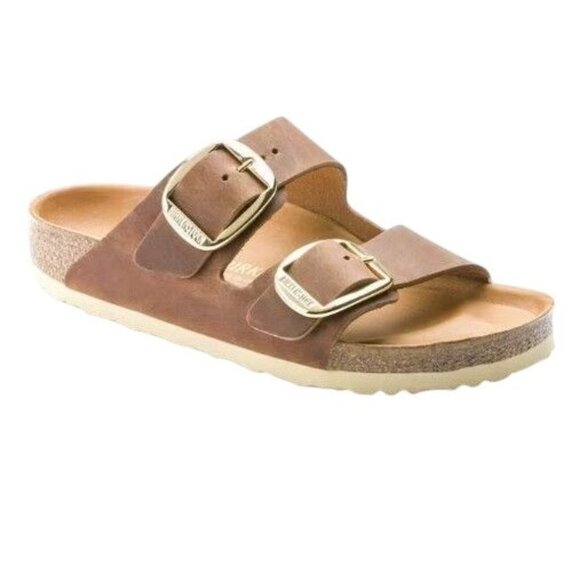 NEW Birkenstock Arizona Big Buckle Womens 38 Cognac Casual Classic Comfort Oiled - Picture 1 of 8